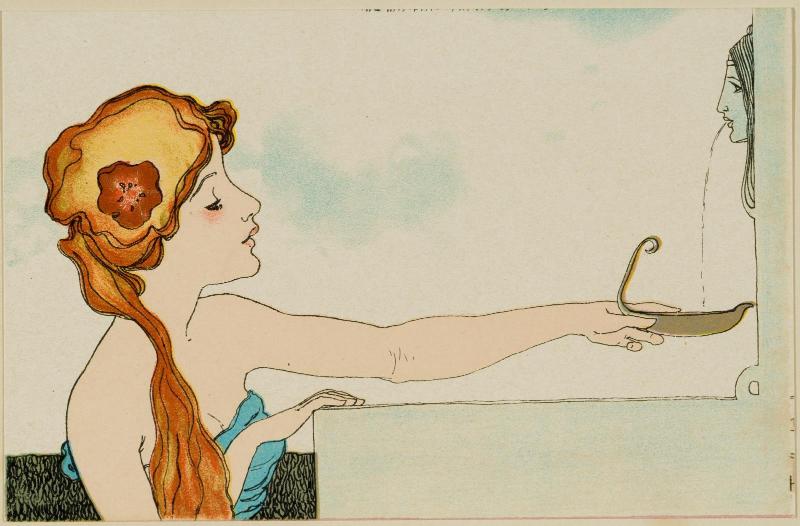 Woman holding an oil-lamp, from the series Love Thoughts