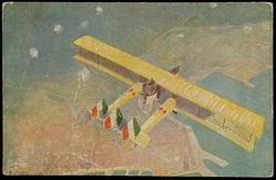 Un "Caproni" su Trieste fra scoppi di shrappnells 
a "Caproni" over Trieste betwixt explosions of shrapnells
