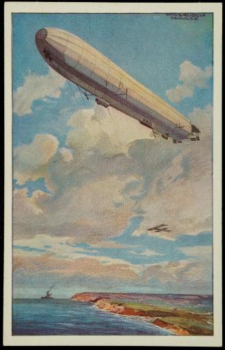 Reichsmarineluftschiff. Wacht an deutscher Ostseeküste.