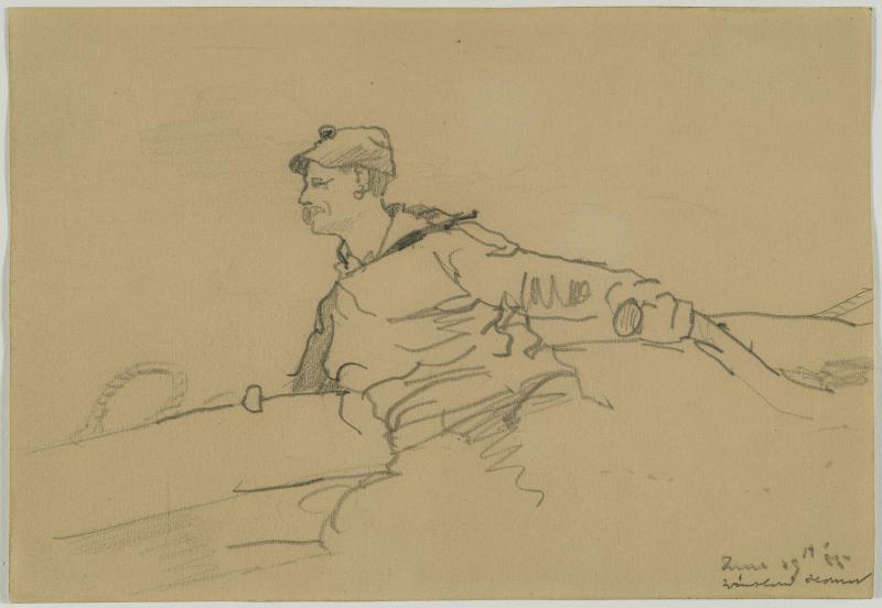 Sketch of Andrew Craigie Spring, Jr., Sailing at Annisquam