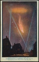 THE "ROBINSON" TOUCH  Airship brought down in flames at Cuffley, Herts, by FLIGHT-LIEUT. W. L. ROBINSON, V.C., Sept. 3rd, 1916. Sanctioned by Sensor, Press Bureau, Sept. 22nd, 1916.