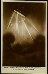 ZEPPELIN RAID, CUFFLEY, SEPT. 3, 1916, AS SEEN IMMEDIATELY BEFORE DESTRUCTION.