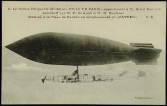 Le Ballon Dirigeable Militaire "VILLE DE PARIS" appartenant à M. Henri Deutsch construit par M.E. Surcouf et M.H. Kapferer (Destiné à la Place de Verdun en remplacement du "PATRIE")