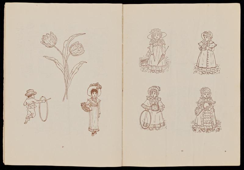 A Painting Book by Kate Greenaway with outlines from her various works for girls & boys to paint