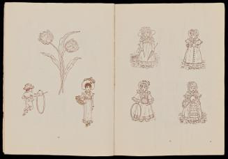 A Painting Book by Kate Greenaway with outlines from her various works for girls & boys to paint