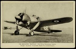 THE BREWSTER "BUFFALO," Mid-Wing Monoplane Fighter. Wright "Cyclone" 9 Cylinder Radial Air-Cooled Engine.