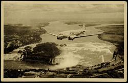Flight-Seeing by Flagship... certainly a grand way to go places and see things. Here's Niagara Falls - an aerial eye-filler on American's New York-Chicago Niagara Route.