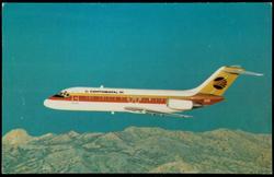 Continental's sleek, comfortable DC-9 Golden FanJets serve many of the cities on the Proud Bird system.