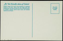United's Super DC-8's add a new dimension of capacious comfort to jet travel. Nearly forty feet longer than their predecessors, the huge aircraft carry close to 200 passengers on United's nonstop coast-to-coast routes and between California and Hawaii.