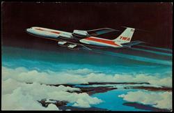 Giant TWA SUPERJETS serve major cities coast to coast in the U.S.A. and across the Atlantic to world famous capitals of Europe.