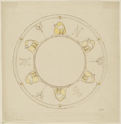 Design for a child's plate decorated with camels