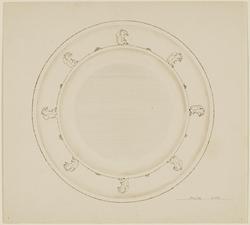 Design for a child's plate decorated with squirrels