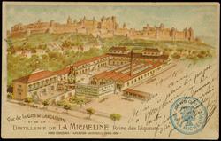 Vue de la CITÉ DE CARCASSONNE - ET DE LA - DISTILLERIE DE LA MICHELINE Reine des Liqueurs
- HORS CONCOURS - EXPOITION UNIVERSELLE PARIS 1900 -