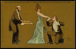 Exposition Universelle de 1900. - Théatre des Bonshommes Gillaume. (La Frise) 
-Couple proposing.