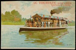 CARNET DU PASSE-PARTOUT de l'Exposition -1900. 
LE TOURISTE - BATEAU A VAPEUR RESTAURANT A BORD - Excursions sur les Rives du la Seine - St. Cloud - St. Germain -
