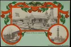 ST. LOUIS WORLD'S FAIR U.S.A. 1904 - Palace of Varied Industries. Palace of Mines. Louisiana Purchase Monument.

