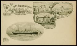 ENTRANCE, AUDITORIUM AND PALACE OF AGRICULTURE
The Clyde Steamship Co. only direct water line between NEW YORK, CHARLESTON, S.C. AND JACKSONVILLE, FLORIDA WITHOUT CHANGE.