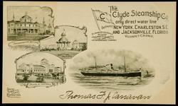 ADMINISTRATION BUILDING, BAND STAND AND PLAZA, PALACE OF COMMERCE.
The Clyde Steamship Co. only direct water line between NEW YORK, CHARLESTON, S.C. AND JACKSONVILLE, FLORIDA WITHOUT CHANGE.