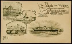 ADMINISTRATION BUILDING, BAND STAND AND PLAZA, PALACE OF COMMERCE.
The Clyde Steamship Co. only direct water line between NEW YORK, CHARLESTON, S.C. AND JACKSONVILLE, FLORIDA WITHOUT CHANGE.