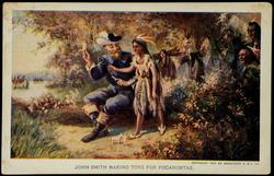 JOHN SMITH MAKING TOYS FOR POCAHONTAS.