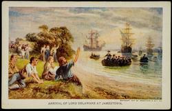 ARRIVAL OF LORD DELAWARE AT JAMESTOWN.