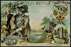 POCAHONTAS and CAP'T JOHN SMITH. THE OLD FORT. OLD CHURCH JAMESTOWN.