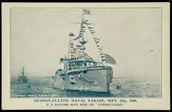 HUDSON-FULTON NAVAL PARADE, SEPT. 25th, 1909. 
U.S. SAILORS MAN SIDE ON "CONNECTICUT."