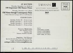 AT AUCTION 100 Important Old Master Prints
