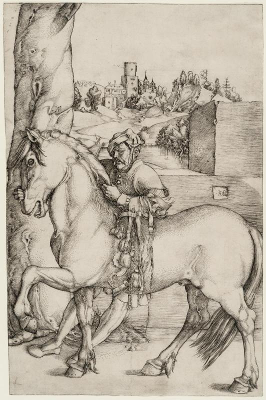 Groom Bridling a Horse