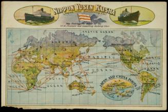 Nippon Yusen Kaisha (Japan Mail Steamship Co.) Map Showing the Route of the N.Y.K. Steamers and Connecting Railway LInes