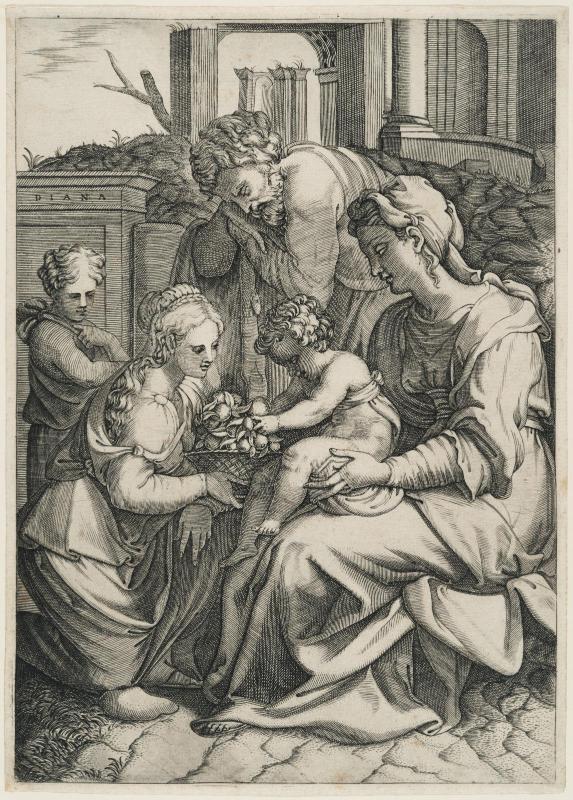The Holy Family Receiving a Basket of Fruit from a Young Woman