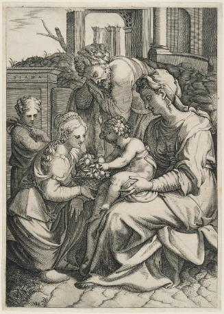 The Holy Family Receiving a Basket of Fruit from a Young Woman