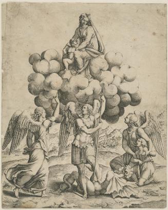 The Archangels Michael, Gabriel, and Raphael Adoring the Virgin and Child