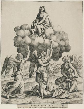 The Archangels Michael, Gabriel, and Raphael Adoring the Virgin and Child