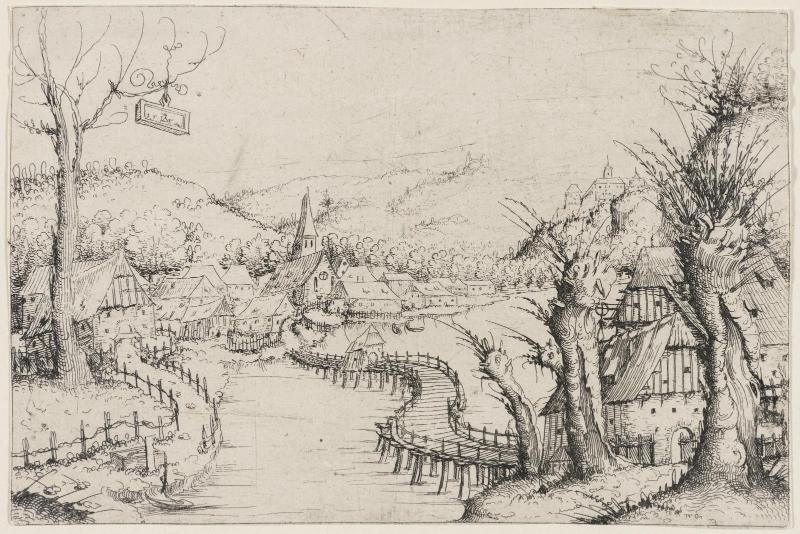 Landscape with a Curved Wooden Bridge