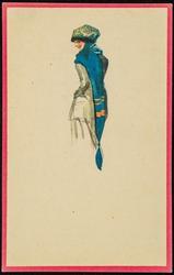 Woman with tassled blue scarf.