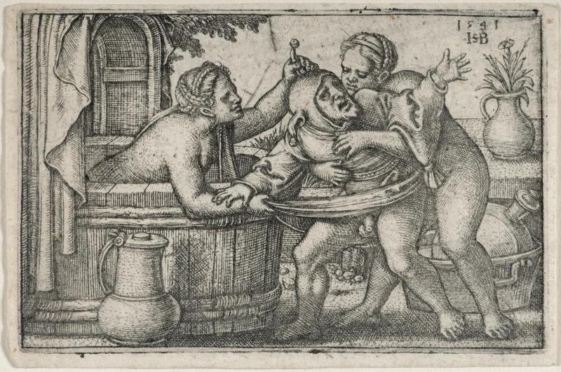 Buffoon and Two Bathing Women