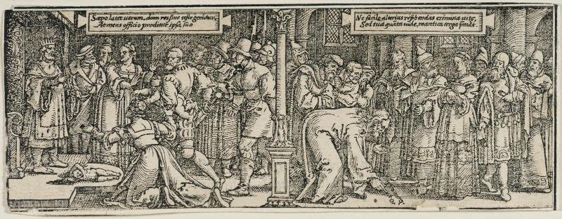Judgement of Solomon and woman taken in adultery.