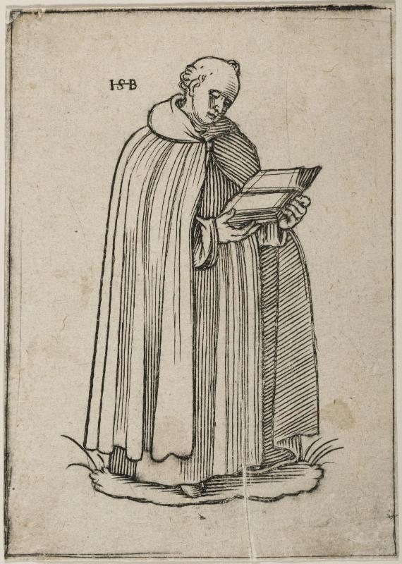 Monk holding open book