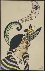 Woman in yellow and purple stripes.