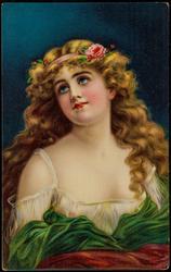 Victorian beauty with curly blond hair.