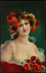 Victorian beauty with short brunette hair.