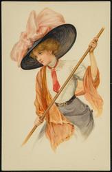 Woman with a long pole.