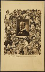 Portrait of C.D. Gibson amongst his drawings.