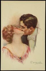 Woman being kissed.