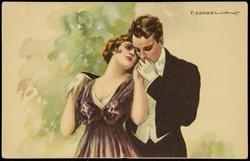 Portrait of a man and a woman in an embrace.