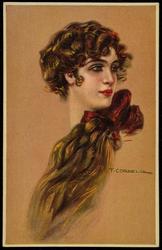 Portrait of a glamorous woman with a red bow.