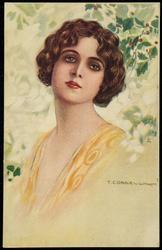 Portrait of a glamorous woman amidst the holly.