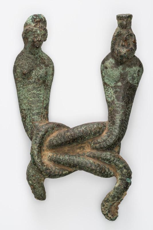 Plaque of Isis and Serapis with the bodies of snakes