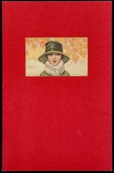 Fashion photo of a woman in a green hat outside in the fall foliage.